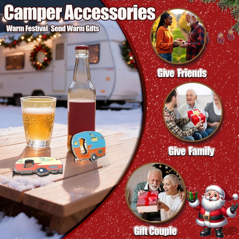 Haigoo Magnetic Bottle Opener with Cap Catcher, 2 Pack, RV Camper Bottle Opener, Zinc Alloy, Blue&Yellow - Image 2